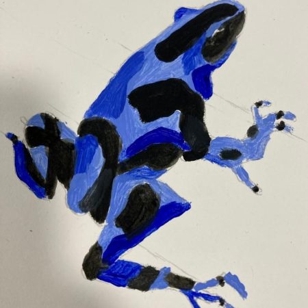 art, painting, blue toad